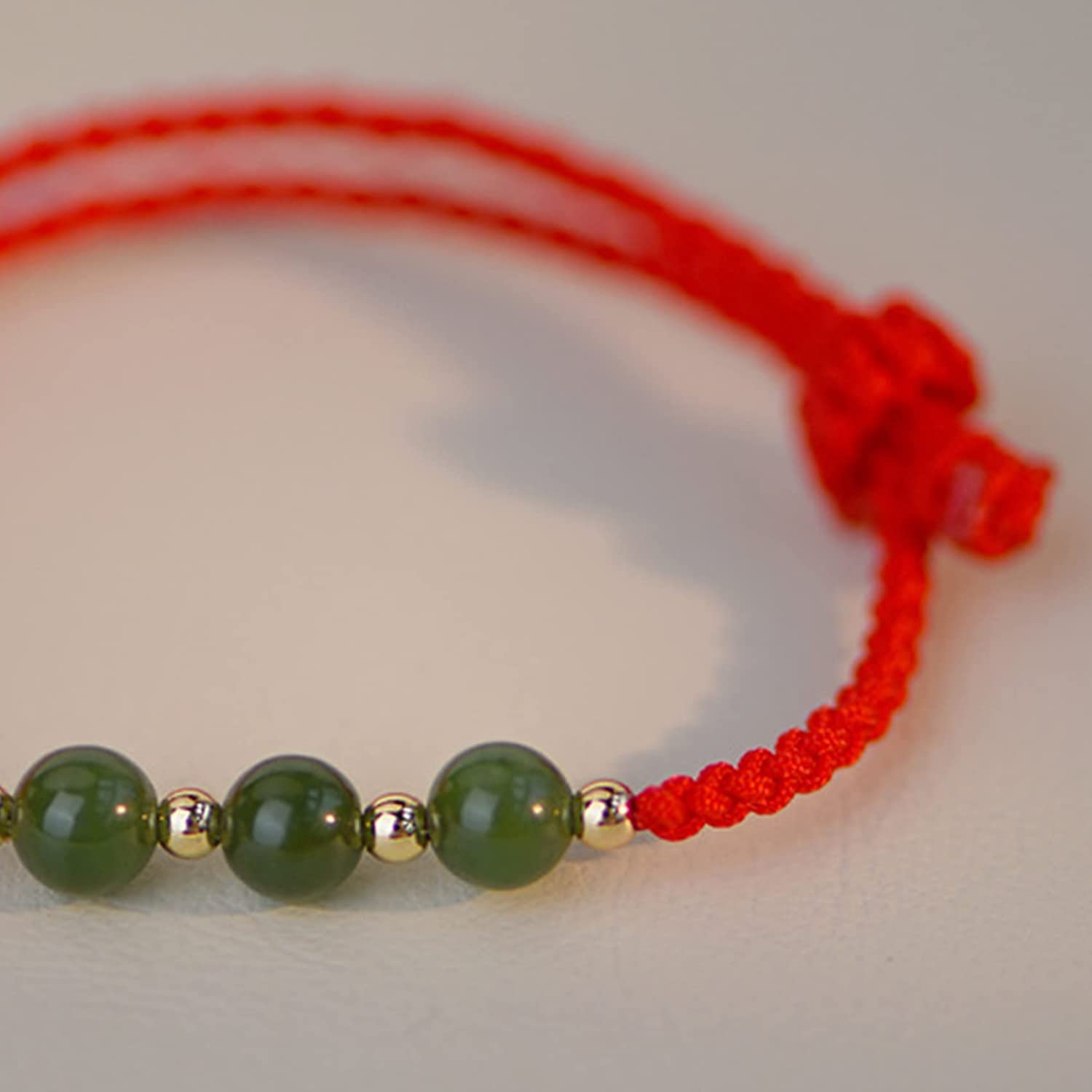 Pulsera de cuentas, pulsera de cristal, pulsera de hilo rojo, pulsera de jade hetiano natural, pulsera de riqueza for mujeres, pulsera de jade verde, pulsera roja ajustable, pulsera de jade amuleto fo