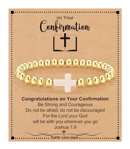 Image of Cross Bracelets for Women, Christian Gifts for Women Stocking Stuffers for Teens Cross Bracelet Imperial Nature Stone Bead Bracelet Confirmation Baptism Gift for Teen Girls Christmas Religious Gift Cathlic Faith Jewelry