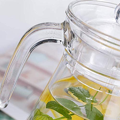 Image of 1300 ml Glass Beverage Jug with Lid & Handle - Pack of 1 - Heat‑Resistant Borosilicate Glass - Ideal for Iced Tea, Juice, Water, Milk, Cold & Hot Drinks