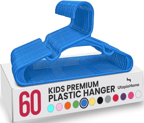 Image of Utopia Home Kids Hangers 60 Pack – 11.5 Inch Baby Closet Hangers Blue | Plastic baby hangers | Fits children's & infant clothes | Gentle on delicate garments
