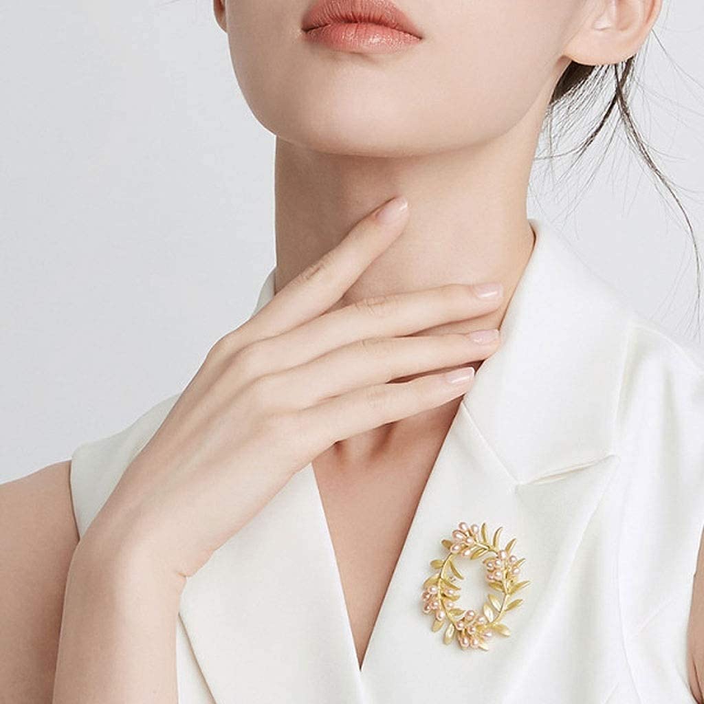 SKUZA Broche for Mujer, broches Broche de Perlas de Agua Dulce Personalidad Ramillete Salvaje Simple Temperamento Femenino Broche de alfiler de Ropa atmosférica de Gama Alta (Rosa)