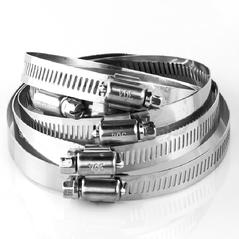 10 Pack Hose Clamps, 304 Stainless Steel Worm Gear Hose Clamp for Plumbing, Pipe, Fuel Line, Intercooler, Automotive and Mechanical Applications (500-550mm)