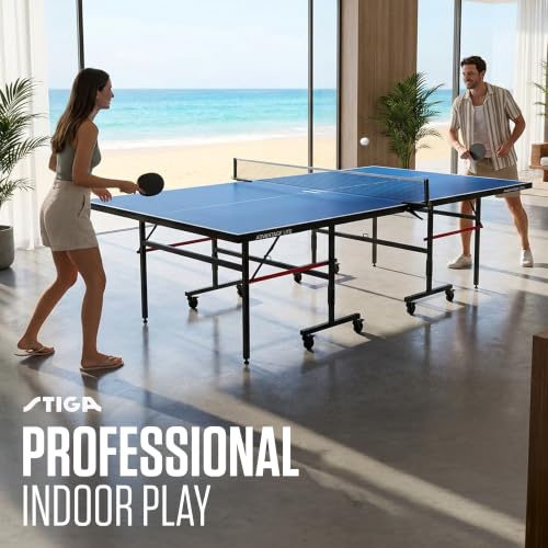 Image of STIGA Advantage Series Indoor Ping Pong Table, Foldable Table Tennis Table - 13, 15, 18, and 25mm Tabletops - Quickplay 10 Minute Assembly - Playback Mode - Recreational- to Tournament-Level