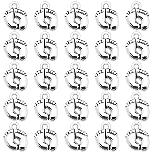 Breloque pied de bébé en métal argenté pour création de bijoux DIY - Lot de 100