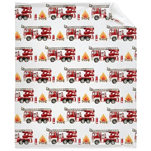 Image of Fire Truck Fireman Blanket Gifts Super Soft Fleece Throw Blankets Cozy Flannel Air Conditioning Blanket Blanket for Couch Bed 60x50 in for Teen