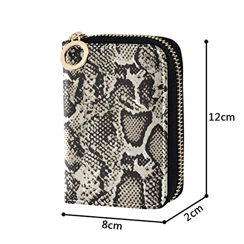 OTVEE Snake Skin Animal Pattern RFID Credit Card Wallet, Microfiber Leather Zipper Card Case Holder for Women4
