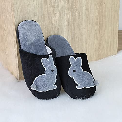 Pantufas femininas adulto domésticas inverno veludo desenho animado fofo (38-39, Preto)