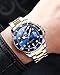 OLEVS Men's Watches Blue Face Stainless Steel Analog Submariner Watch for Men Two Tone Band Waterproof Diver Men's Wrist Watches with Date Rotating Bezel Casual Luminous Men Dress Watch Easy to Read