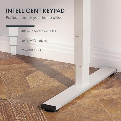 Image of Electric Height Adjustable Standing Desk (4x2 Feet, White) - Motorised Sit Stand Office Table with Digital Display, 4 Memory Presets & Anti-Collision System, 120 x 60 cm Ergonomic Workstation