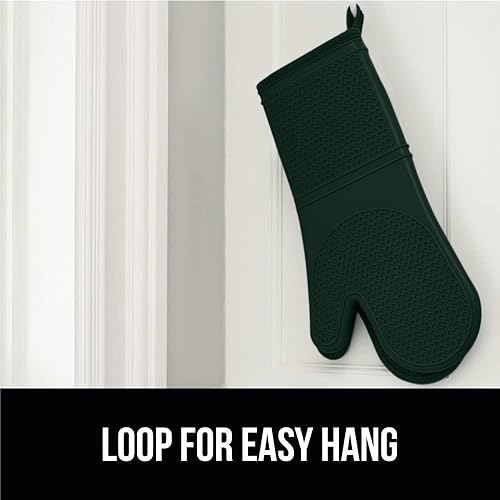 Miniatura 125 de GORILLA GRIP Juego de 4 manoplas de horno de silicona suave sin BPA y soportes para ollas, resistentes al calor, forro de algodón grueso, agarre Rojo