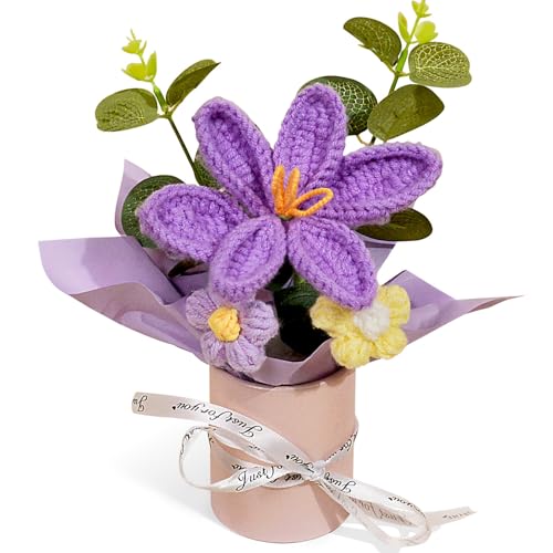 Crochet Tulip Flowers Bouquet Purple