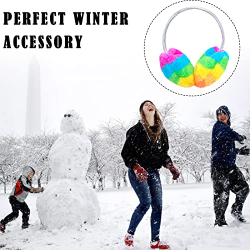Ewaycom Winter Warm Rainbow Earmuffs For Girls Kids Soft Plush Ear Warmers Women Cute Outdoor Ski Faux Fur Ear Muff #TOP5