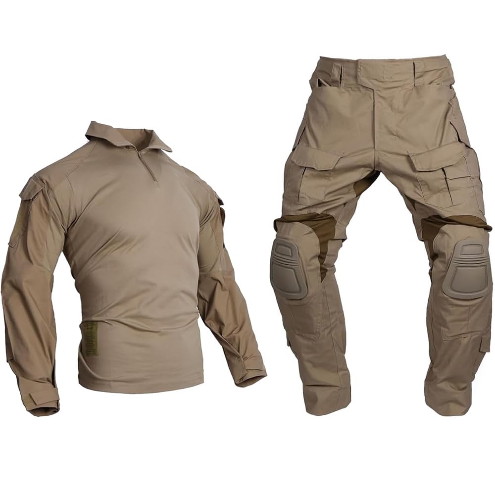 Emersongear Men's Coyote Brown Gen3 Uniform,Military Painball Suit,Army Airsoft Combat Bdu Pants Shirt With Knee Pads