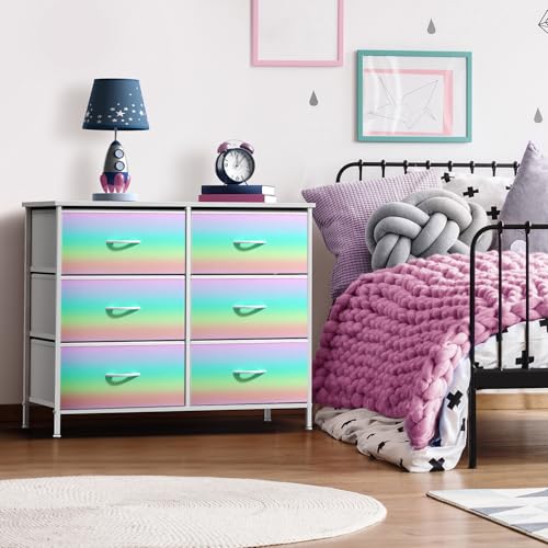 Sorbus Dresser with Fabric Drawers & Wood Top (6 Drawer, Rainbow) - image 2