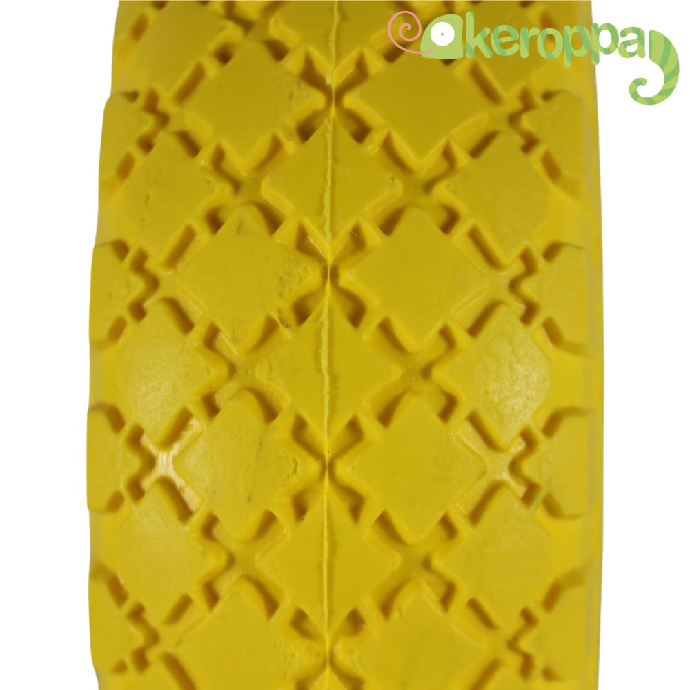 KEROPPA Rueda Maciza Carretilla Rueda para Carros 26 cm diámetro Eje ABS Grosor 7 cm Resistente Duradera Amarillo (1)