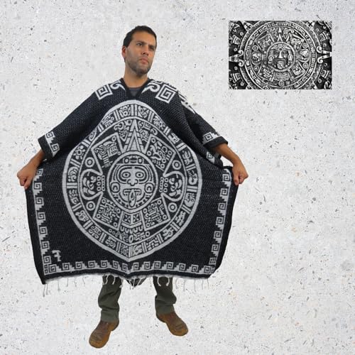 Mexican Poncho Aztec for Men & Women | Reversible Cobija Blanket for Fiesta, Outdoor, Hiking, & Camping 6