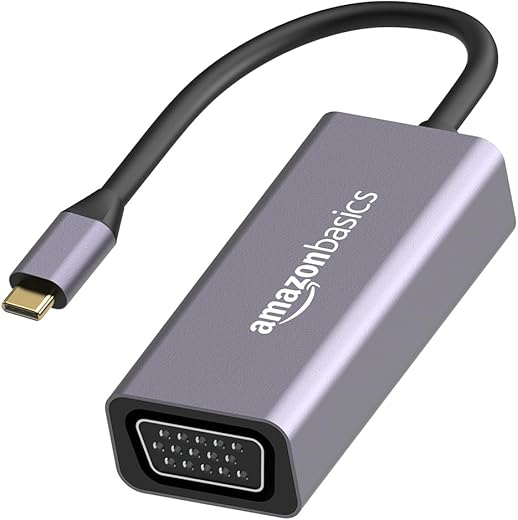 Amazon Basics USB Type-C to VGA Adapter, 1080P@60 Hz for PCs,Laptops, Tablets, and Mobile Phones