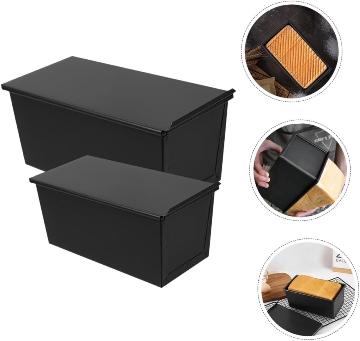 2pcs Loaf Pan Lid Carbon Steel Toast Baking Mold Household Toast Mold Nonstick Loaf Pan