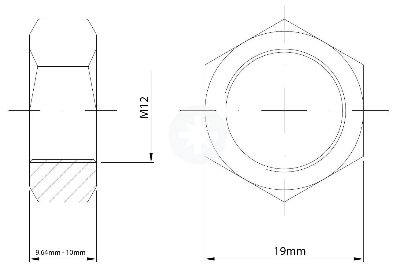 M12 (12mm) Brass Hexagon Full Nuts Hex Nut DIN 934 (Pack of 20) E04E, Yellow - Image 2