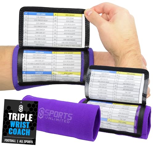 Image of Sports Unlimited Adult Triple Wrist Coach, Football Wristbands for Plays, Baseball Wristbands, QB Arm Bands
