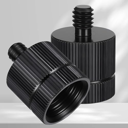 2 Stück Gewindeadapter Stativ Schraube Adapter 5/8-11 auf 1/4 Aluminiumlegierung Mikrofonständer Adapter für Kamerastative Kamera Lautsprecher, Schwarz