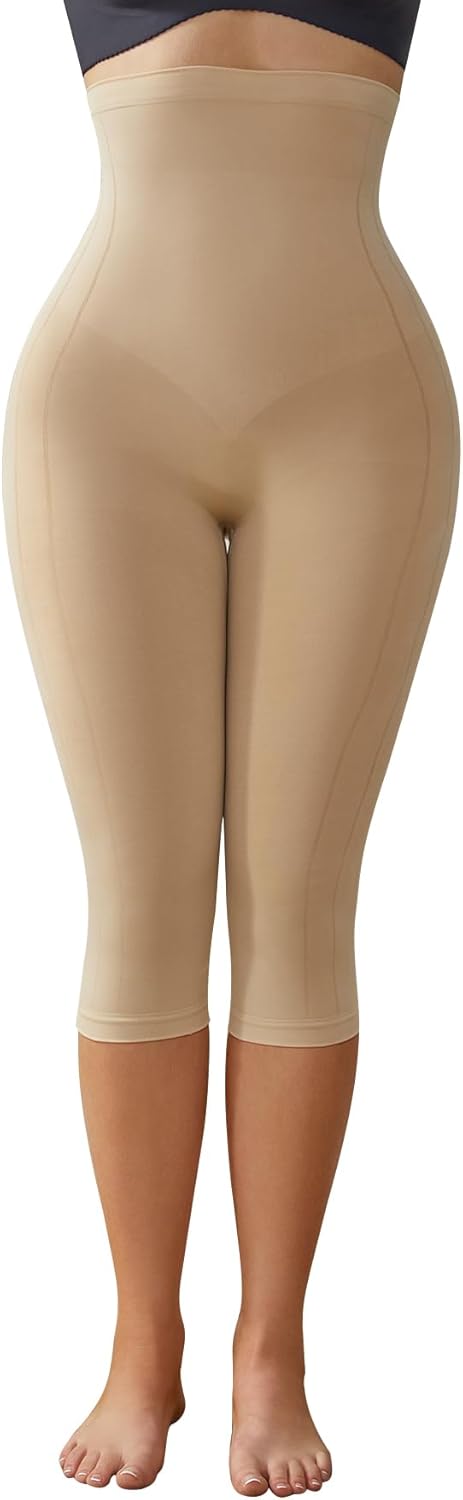 Compression Capri Leggings for Women Tummy Control Shapewear Pants High Waisted Trainer Leggings Thigh Slimmer