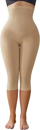 Women High Waisted Capri Shapewear Tummy Control Butt Lifting Shaping Pants Under Dresses