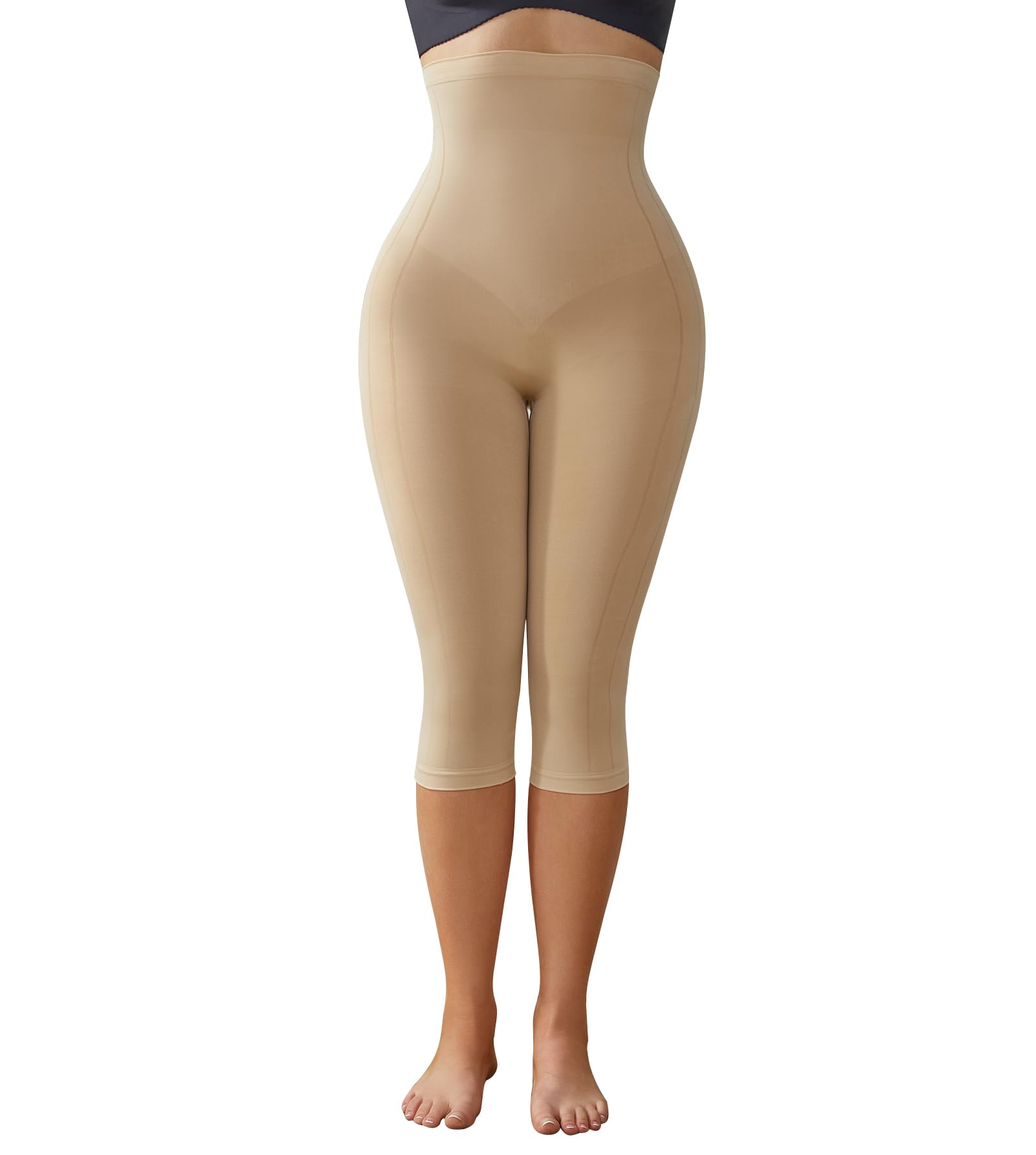 Compression Capri Leggings for Women Tummy Control Shapewear Pants High  Waisted Trainer Leggings Thigh Slimmer