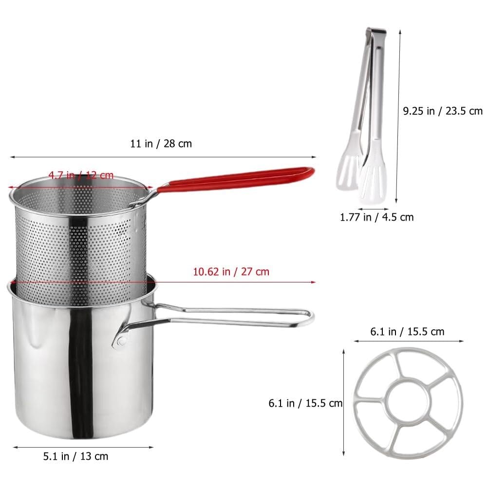 Frittierkorb Party Grillen Braten Topf Kit Korb Deckel Edelstahl Friteuse Kochen Abtropfen Frittieren Kochen