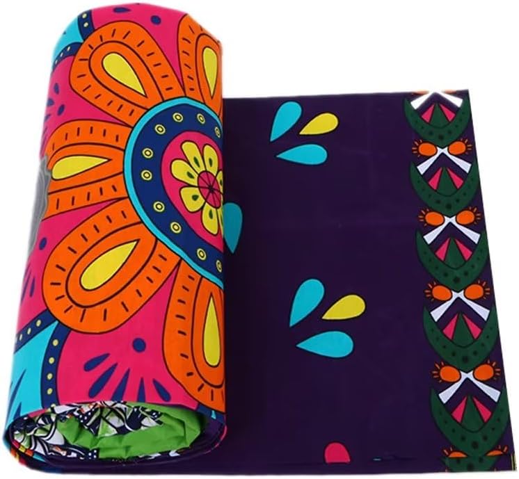 African Fabric 100% Cotton Ankara Wax Print Fabric 6 Yards Cloth for Party Dress 07