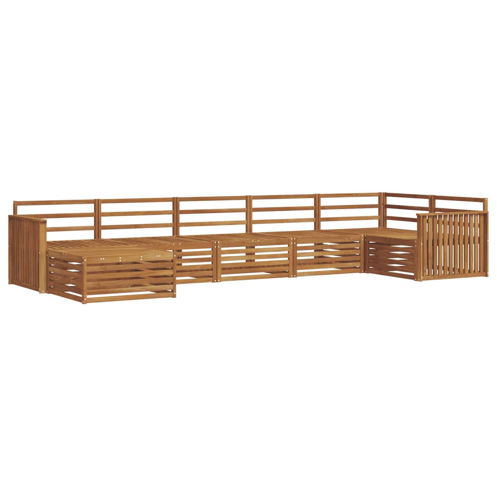 vidaXL Zestawy sof 7 pcs Naturalny Lite Drewno Akacji, Ogród, Wygodny zestaw wypoczynkowy, Siedzenie na zewnątrz, Patio, Nowoczesny taras, Meble wygodne