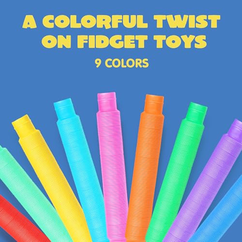 Image of JOYIN 9 Pack Pop Tubes, Sensory Toys (Large) Fidget Toys Party Favors - 9 Colors, Creativity Learning & Fun for Kids - Perfect for Party, Goodie Bags Stuffers, Classroom School Reward