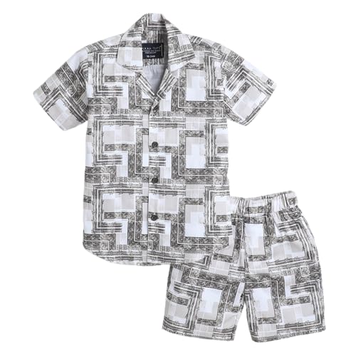 Image of POLKA TOTS 100% Cotton Co-Ord Set for Boys | Half Sleeve Shirt & Shorts Beach Outfit for Kids | Ultra-soft & Breathable Summer Clothes for Toddler & Baby Boy | Casual Dress & Printed Nightwear Set