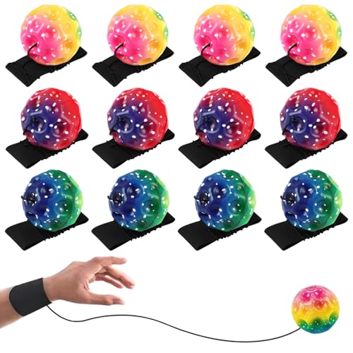 CYEER 12er Set Handgelenk-JoJo Bälle mit Schnur – 6,3cm Bunte...