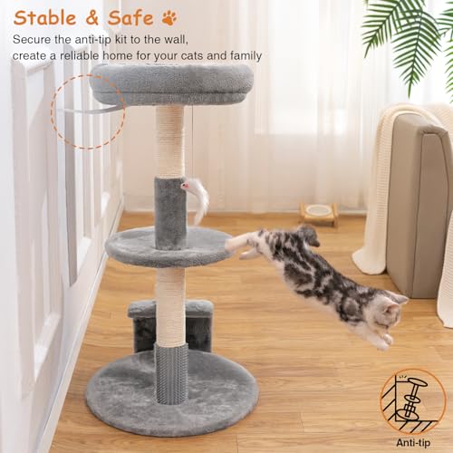 Torre grande para gatos Goozii con poste rascador y cama miniatura 3