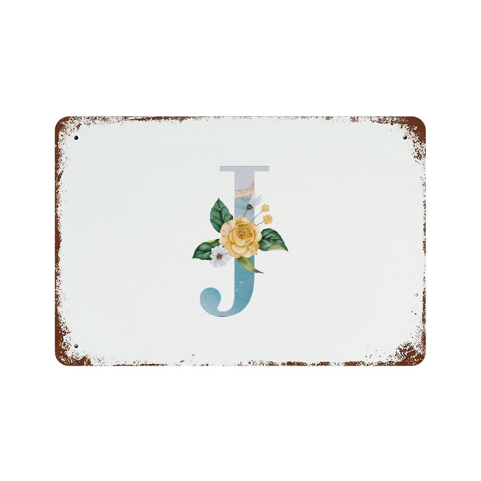 Plaque en métal jaune monogramme unique pour cadeau de mariage rétro