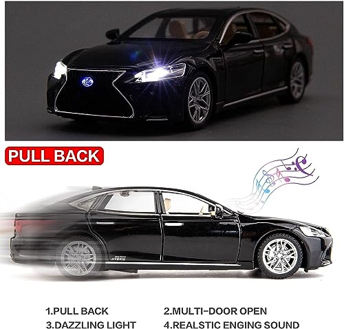 Image of 1 /32 Compatible for Lexus Ls500h Model Car, Zinc Alloy Pull Back Toy car with Sound and Light for Kids Boy Girl Gift-Black
