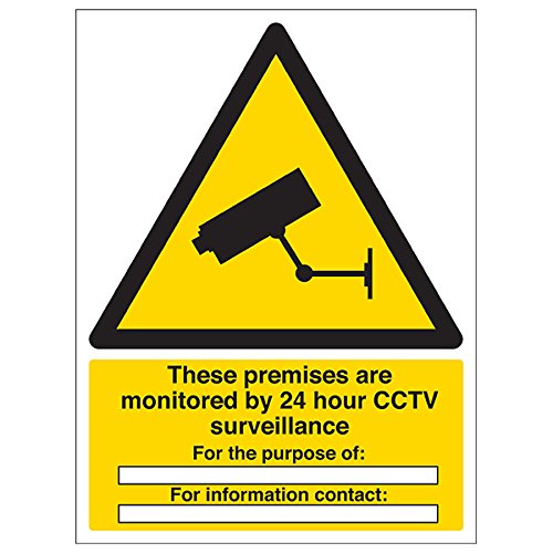 Señal VSafety «These Premises Monitored By 24 Hour CCTV» (paquete de 3), 300mm x 400mm, 3