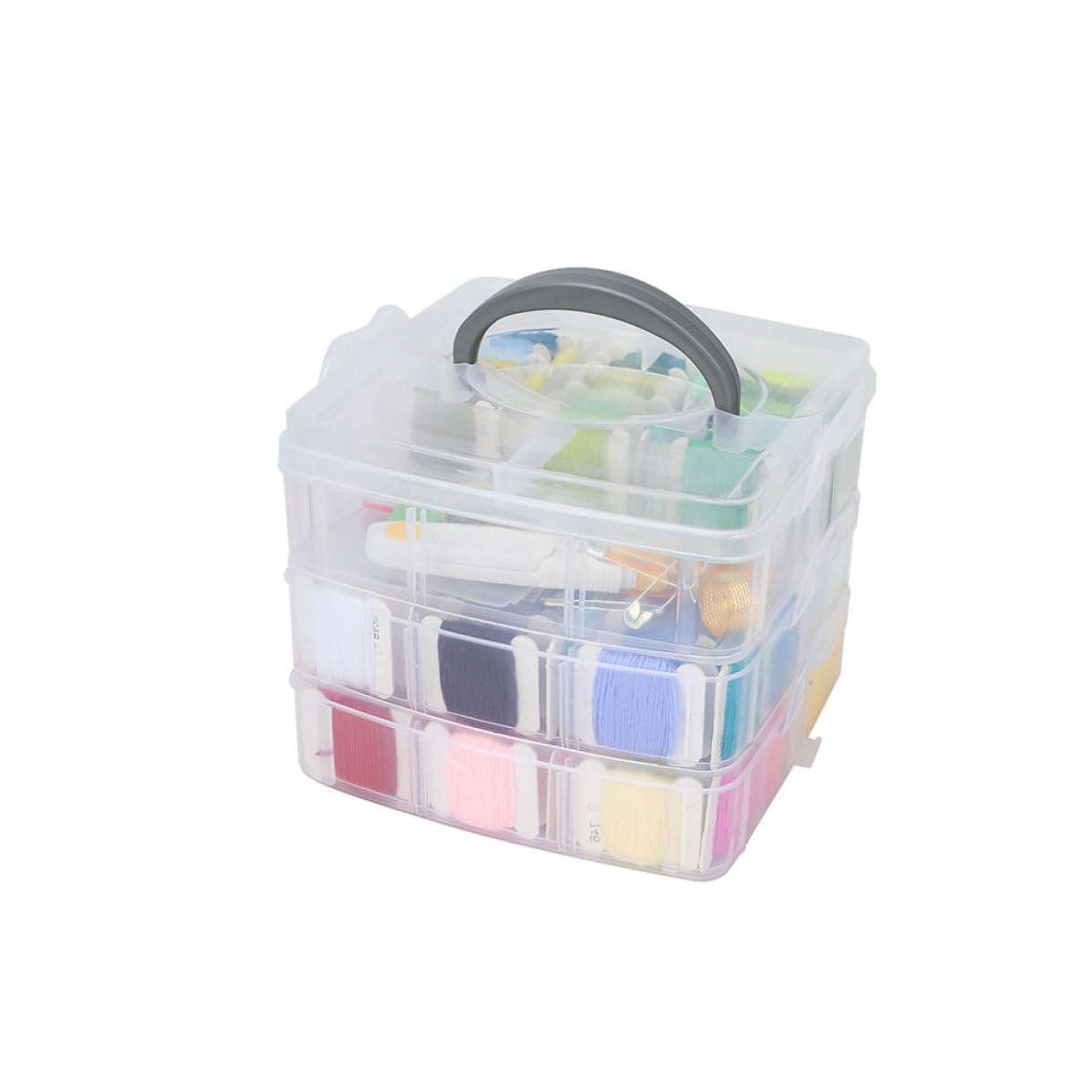 Artibetter Kit di Fili per Ricamo con Scatola di Plastica e Accessori in Metallo, per Cucito a Mano a Casa, Completo per Donne e Ragazze Principianti