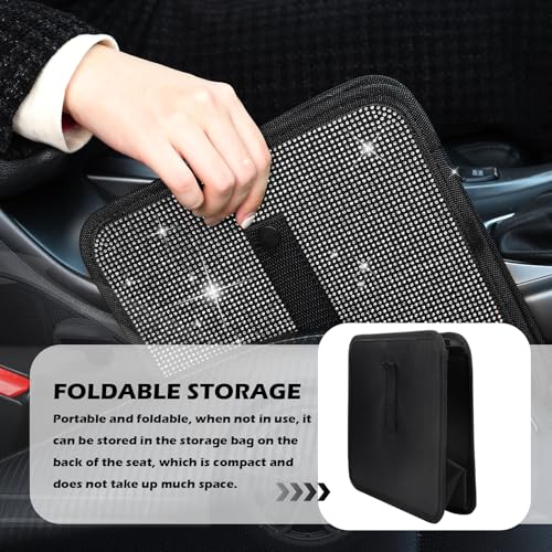 Image of Bling Car Trash Can with Rhinestone,Foldable Car Garbage Can for in-Vehicle Waste Disposal,Multipurpose Hanging Back Seat Organizer & Decorations Fit for Most Cars Trucks (Pink)