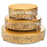 SOUJOY 3 Pack Metal Gold Cake Stand, 12/10/8 Inch Round Cupcake Stands, Dessert Table Display Set for Wedding, Party, Birthday, Event, Anniversary, Celebration, Table Decoration