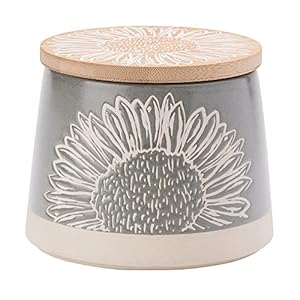 Company Artisan Flower Grey Canister with Bamboo Lid
