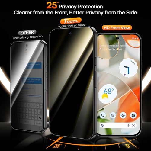 Image of TOCOL for Pixel 9 Privacy Screen Protector 6.3 9H Hardness Military Grade Shatterproof HD Tempered Glass Easy Installation 2 Pack