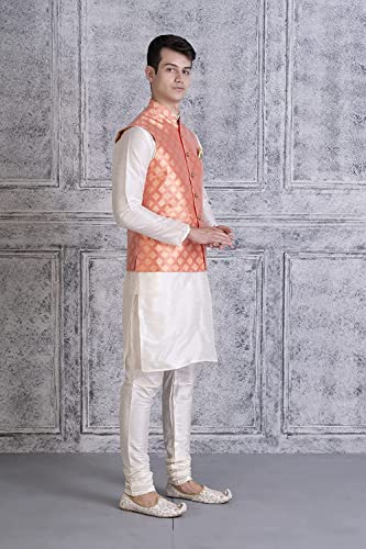 Image of Uri and MacKenzie Men's Silk Blend Kurta Pajama with Designer Ethnic Nehru Jacket /Modi Jacket
