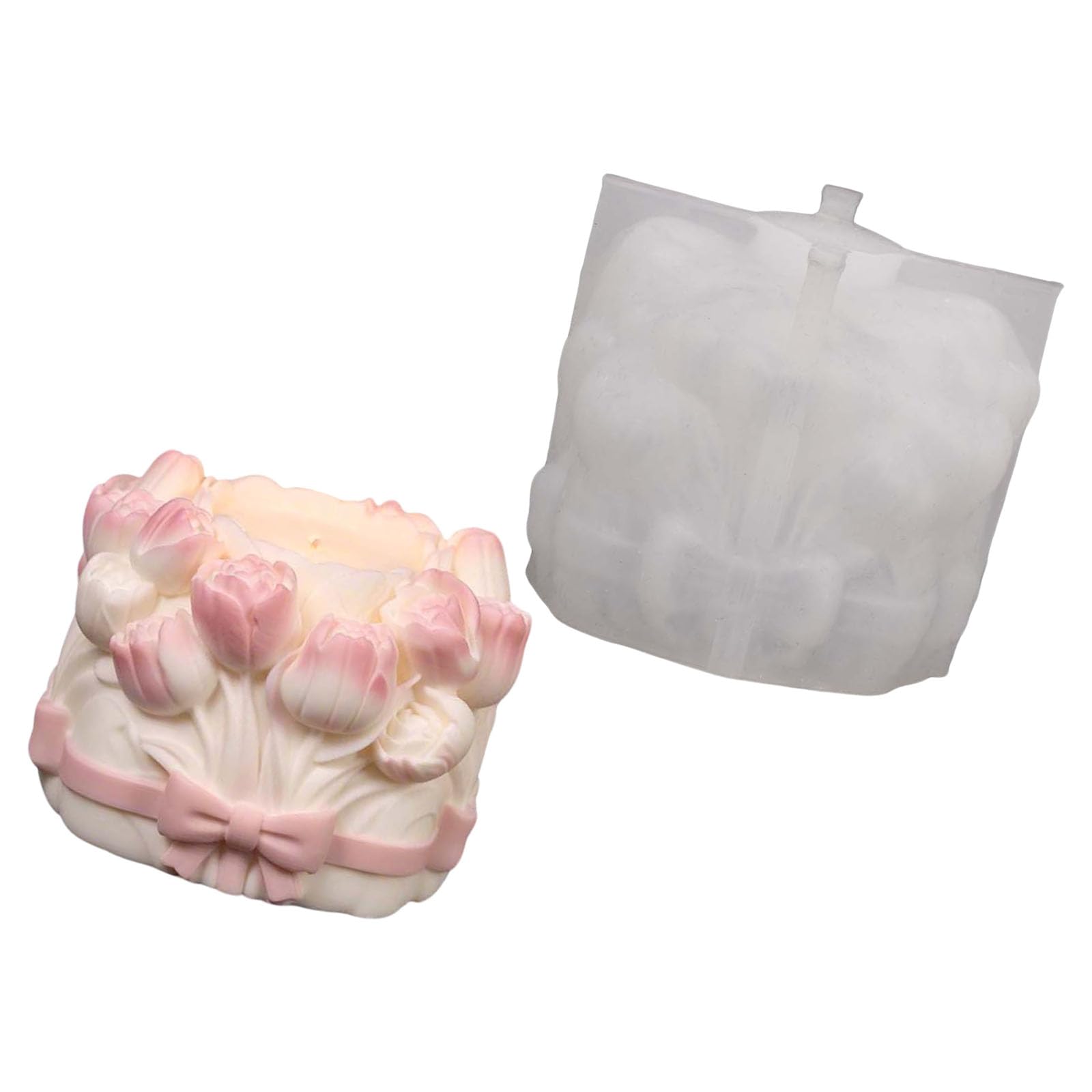 Elnwnnkc Decorative Plaster Mold Silicone Flower Casting Mold for Wax Resin Cement, Floral Cluster Form with Ribbon Detail for Desk Decor Display Flower Silicone Casting Wax Resin Plaster Decor