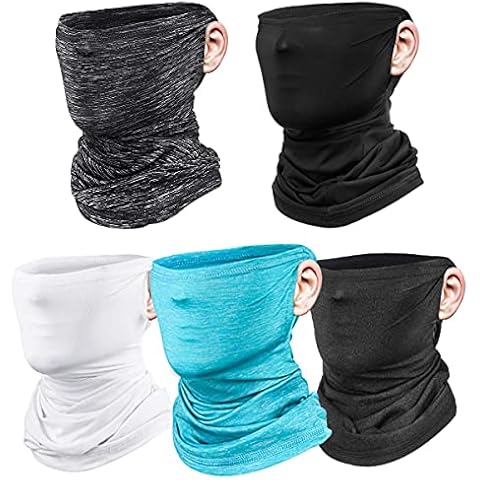 5 Pieces Multifunctional Neck Gaiter Face Mask SGODD Bandana Face Mask Breathable Balaclava Headwear for Men Neck Scarf for Outdoor Camping Fishing Cycling Jogging,UV Protection Cooling Cover