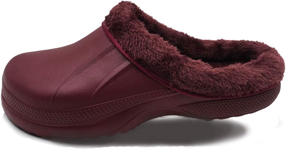 Amoji Fur Lined Clogs Fleece Garden Slippers House Home Winter Clogs Shoes - Image 8