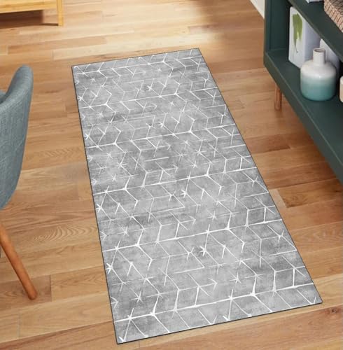 Alfombra de pasillo lavable para evitar resbalones gris 2