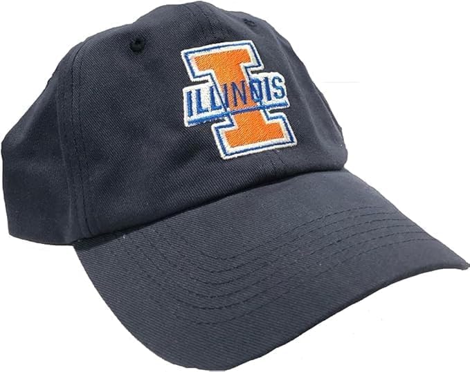 Collegiate Primary Color Team Arch Adjustable Hats (US Alpha One Size Illinois)