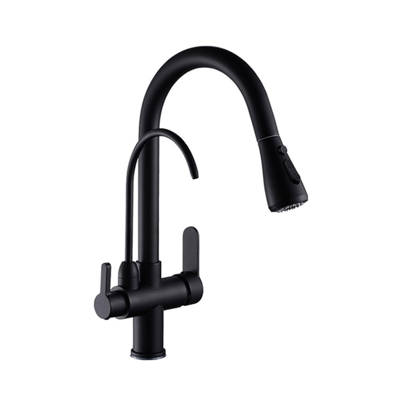 Grifos mezcladores para Fregadero Grifo de Cocina extraíble Giratorio 360 Grados Mezclador Negro Moderno con Agua fría y Caliente Filtro Pura diseño Arco Alto fácil instalación